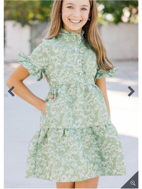 Shop the Mint Mya Green Floral Brocade Dress Girls Size 5-6